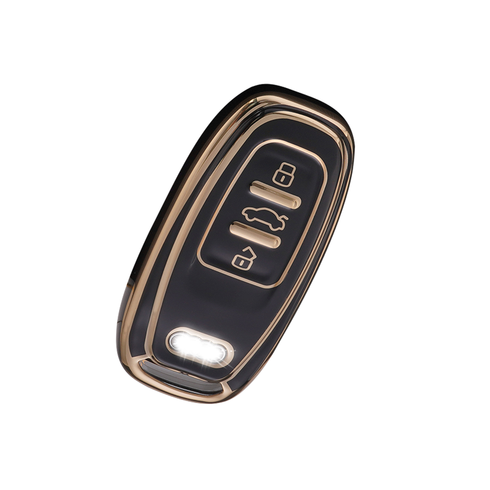 Acto TPU Gold Series Car Key Cover With TPU Gold Key Chain For Audi Q3