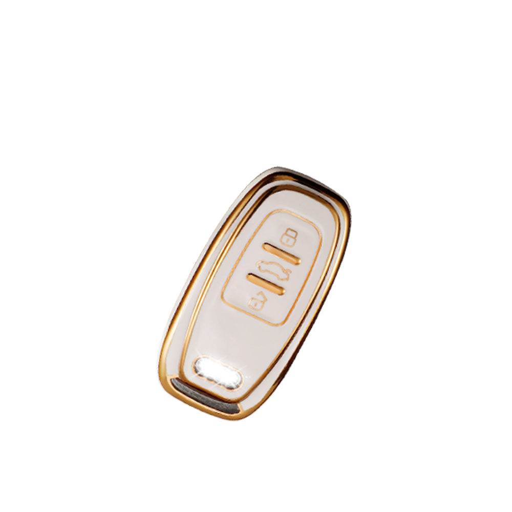 Acto TPU Gold Series Car Key Cover With TPU Gold Key Chain For Audi Q3