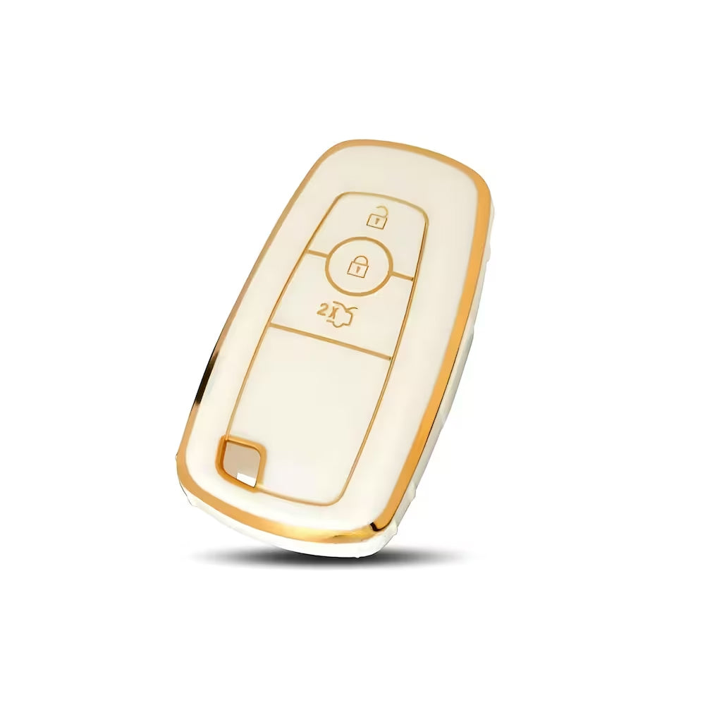 Acto TPU Gold Series Car Key Cover With Diamond Key Ring For Ford New Ecosport