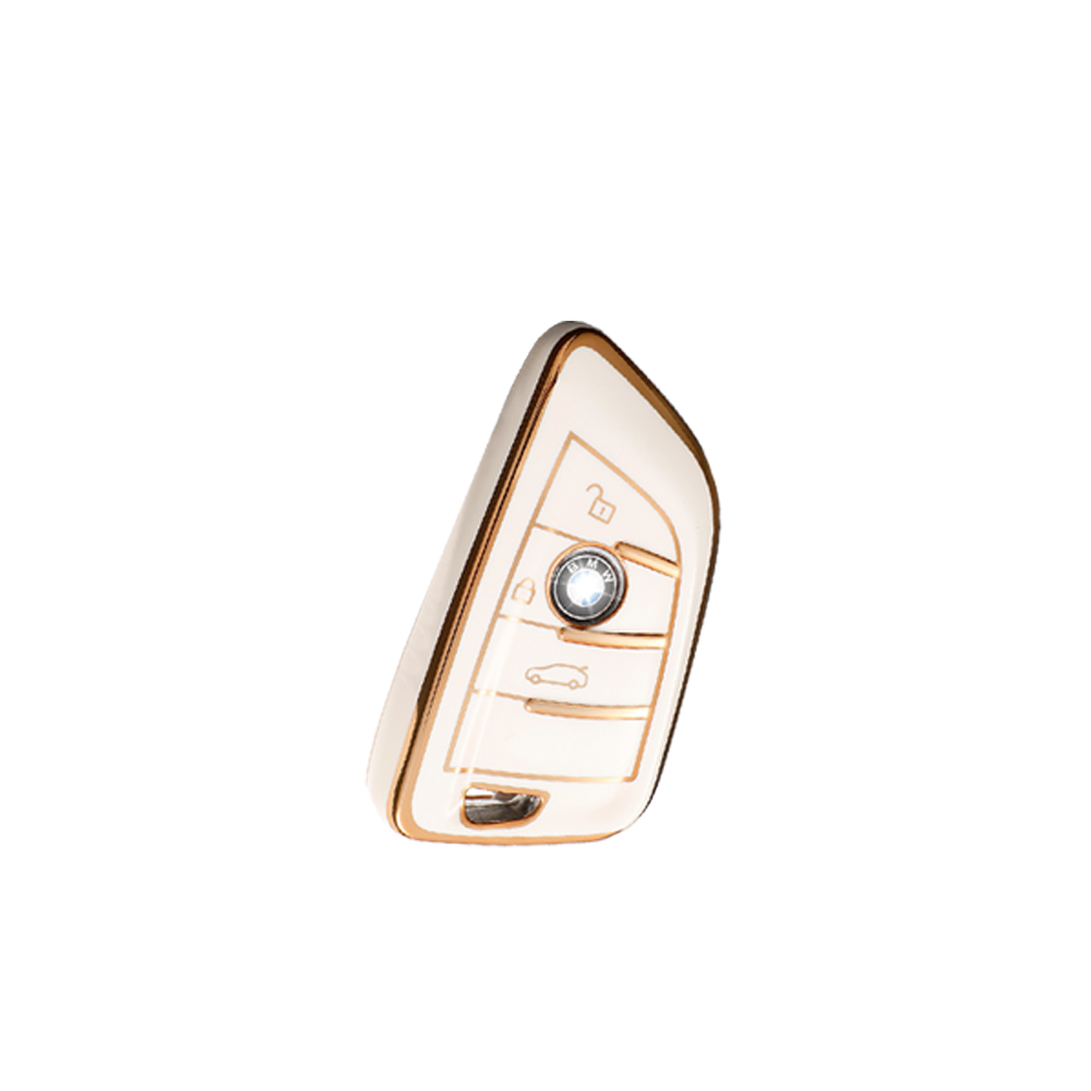 Acto TPU Gold Series Car Key Cover With TPU Gold Key Chain For BMW 1 Series