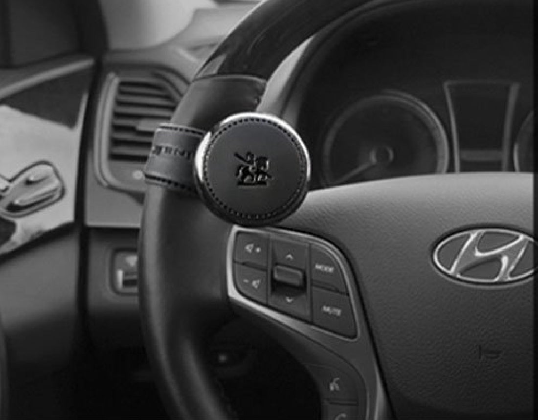 Onwheel Autoban Blacksuit Handmade Leather Hook Universal Power Handle Steering Wheel Spinner Knob In Matt Black