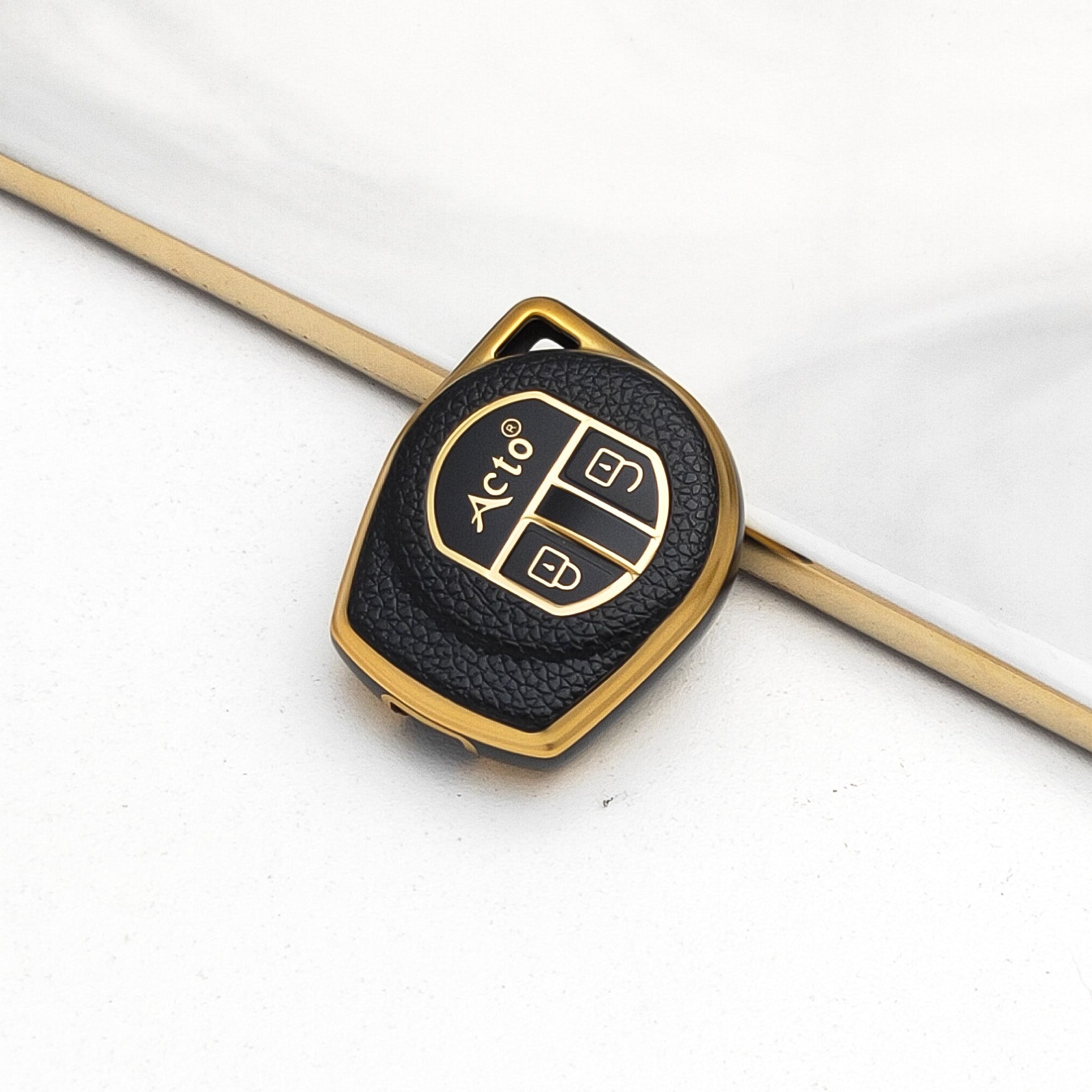 Acto Car Key Cover TPU Leather Grain With Key Chain For Suzuki Celerio