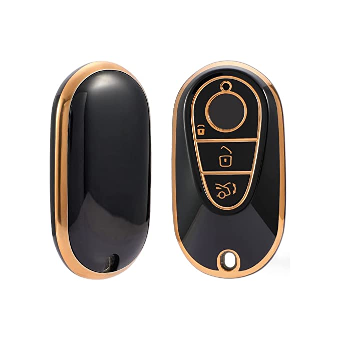 Acto TPU Gold Series Car Key Cover With Diamond Key Ring For Mercedes S-Class