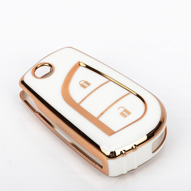 Acto TPU Gold Series Car Key Cover With TPU Gold Key Chain For Toyota Crysta