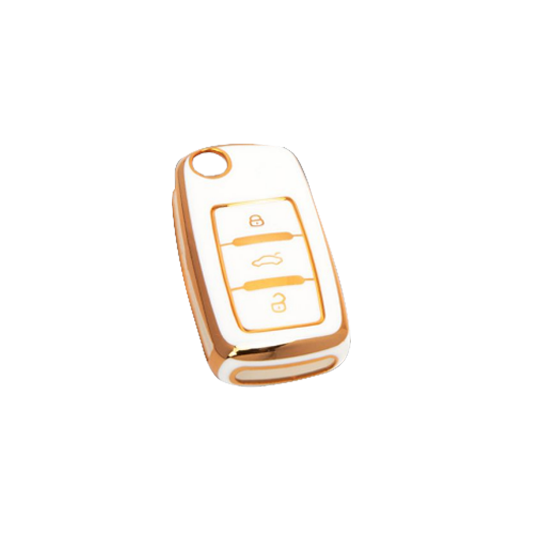 Acto TPU Gold Series Car Key Cover With TPU Gold Key Chain For Skoda Ameo