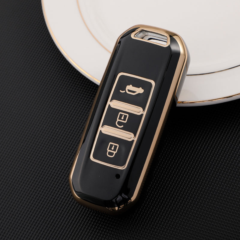 Acto TPU Gold Series Car Key Cover With TPU Gold Key Chain For MG Hector