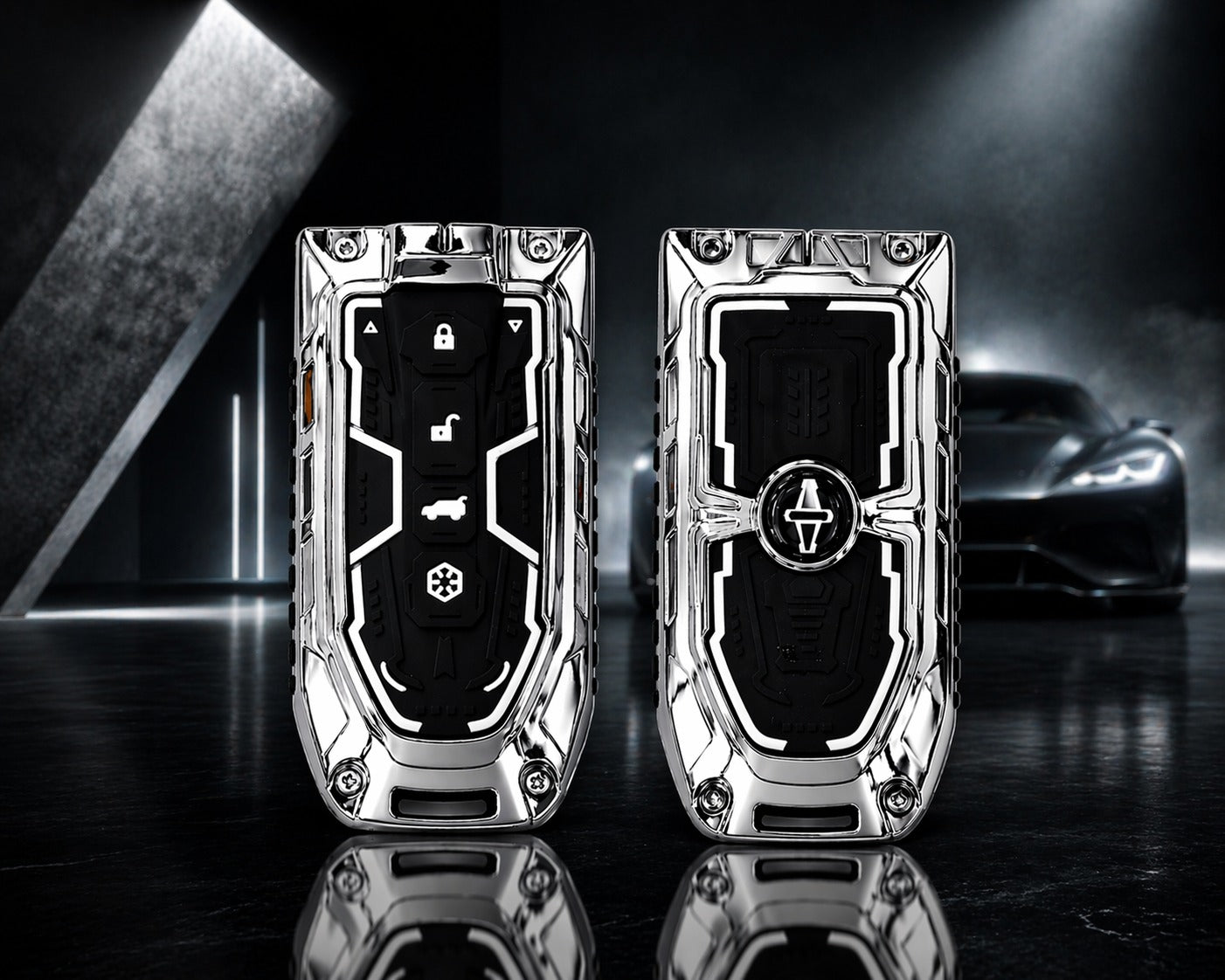 Acto Mecha Zinc Alloy Key Cover and Key chain Compatible with Mahindra BE-6, XEV 9E, 7XO 6-Button Smart Key Pack of 1 (Glow in the Night)