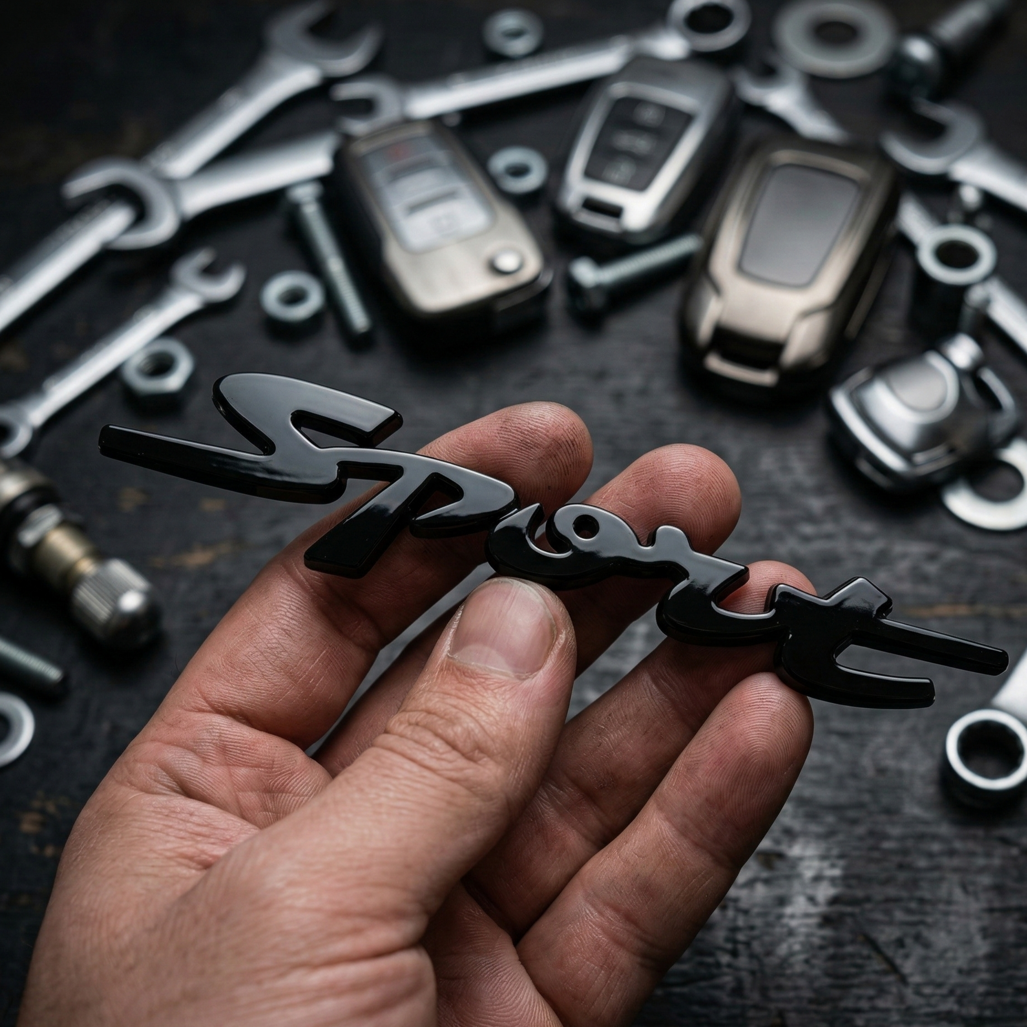 Carsonify 3D Metal Sport Car Badge Emblem Sticker | Premium Aluminum Alloy Chrome Sport Logo Decal | Self-Adhesive Metallic Badge for Car, Bike & SUV Exterior | Stylish Auto Styling Accessory