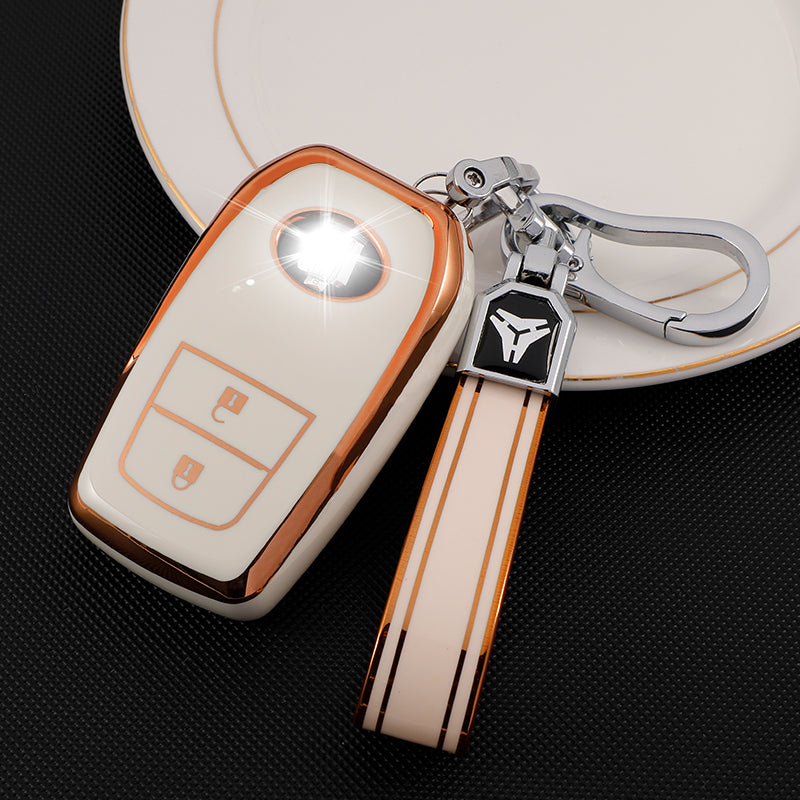 Acto TPU Gold Series Car Key Cover With TPU Gold Key Chain For Toyota Crysta