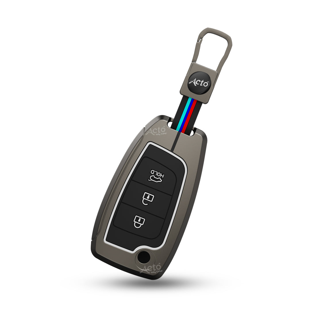 Acto Metal Sapphire Key Cover and Key chain Compatible with Hyundai i20 I Kona I Verna 2018 Pack of 1 Set (Glow in the Night)