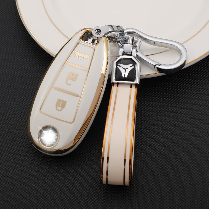 Acto TPU Gold Series Car Key Cover With TPU Gold Key Chain For Suzuki Ciaz