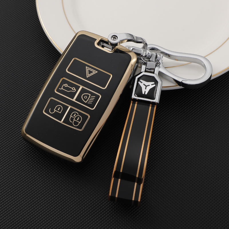 Acto TPU Gold Series Car Key Cover With TPU Gold Key Chain For Land Rover Sports