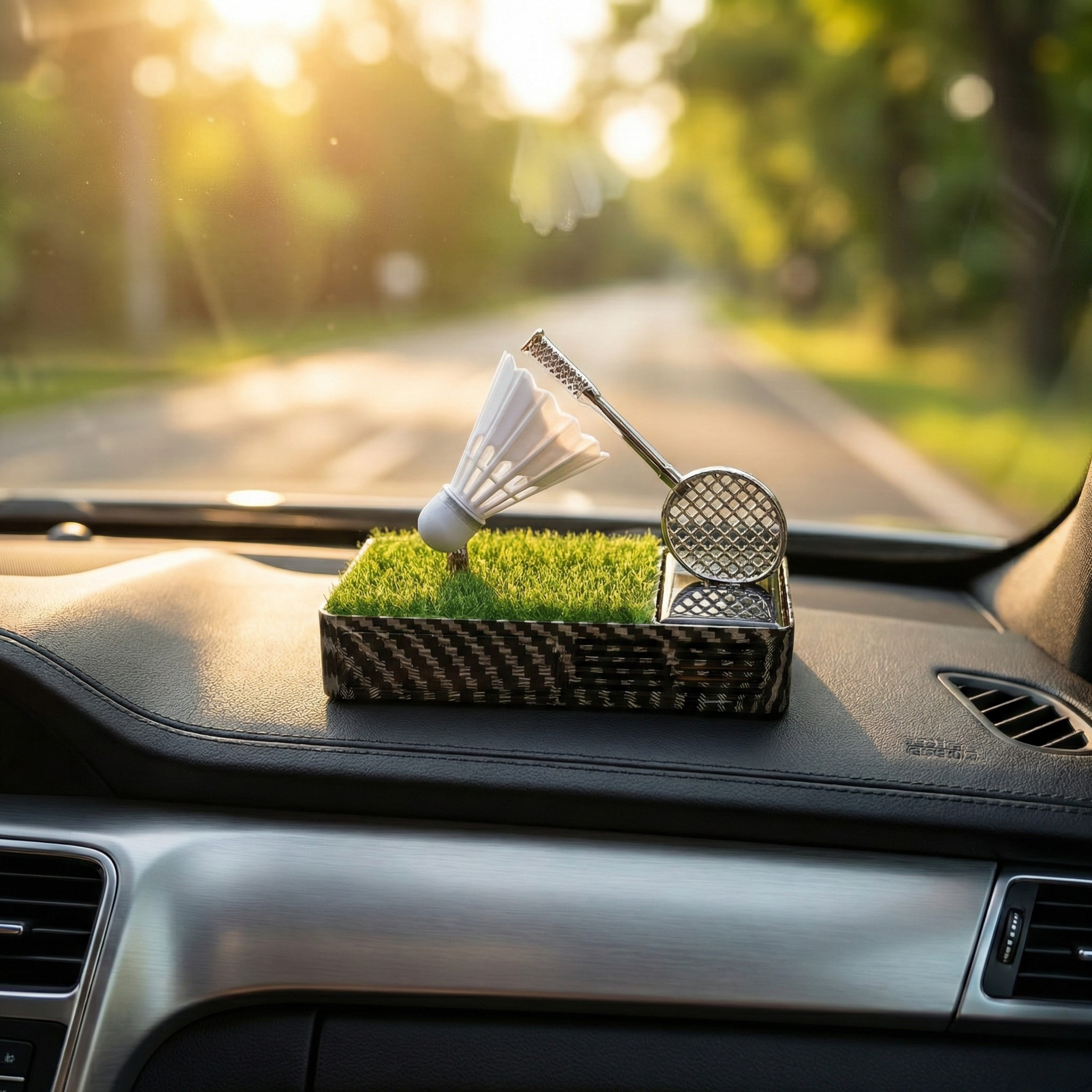 Acto Luxury Car Dashboard Badminton Air Freshener – Solar Rotating Sports Ornament