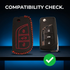 ACTO Leather Car Key Cover with Key Chain Compatible for Toyota Corolla Altis & Innova Crysta (3 Button Flip Key) | Premium Black with Red Stitching | 360° Protection | Stylish Key Case | Pack of 1