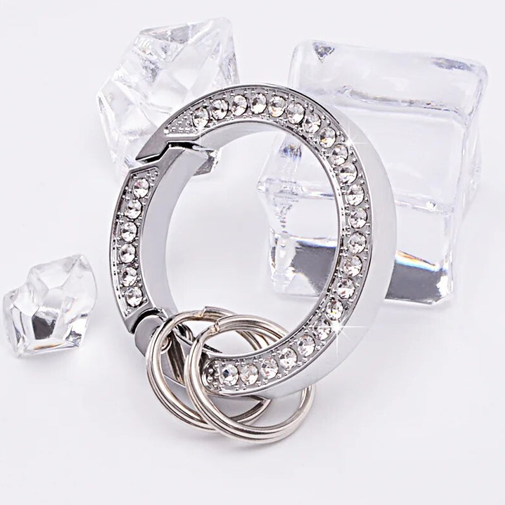 Fashion Luxury Keychain Crystal O Ring Spring Keyfob Metal Connecting