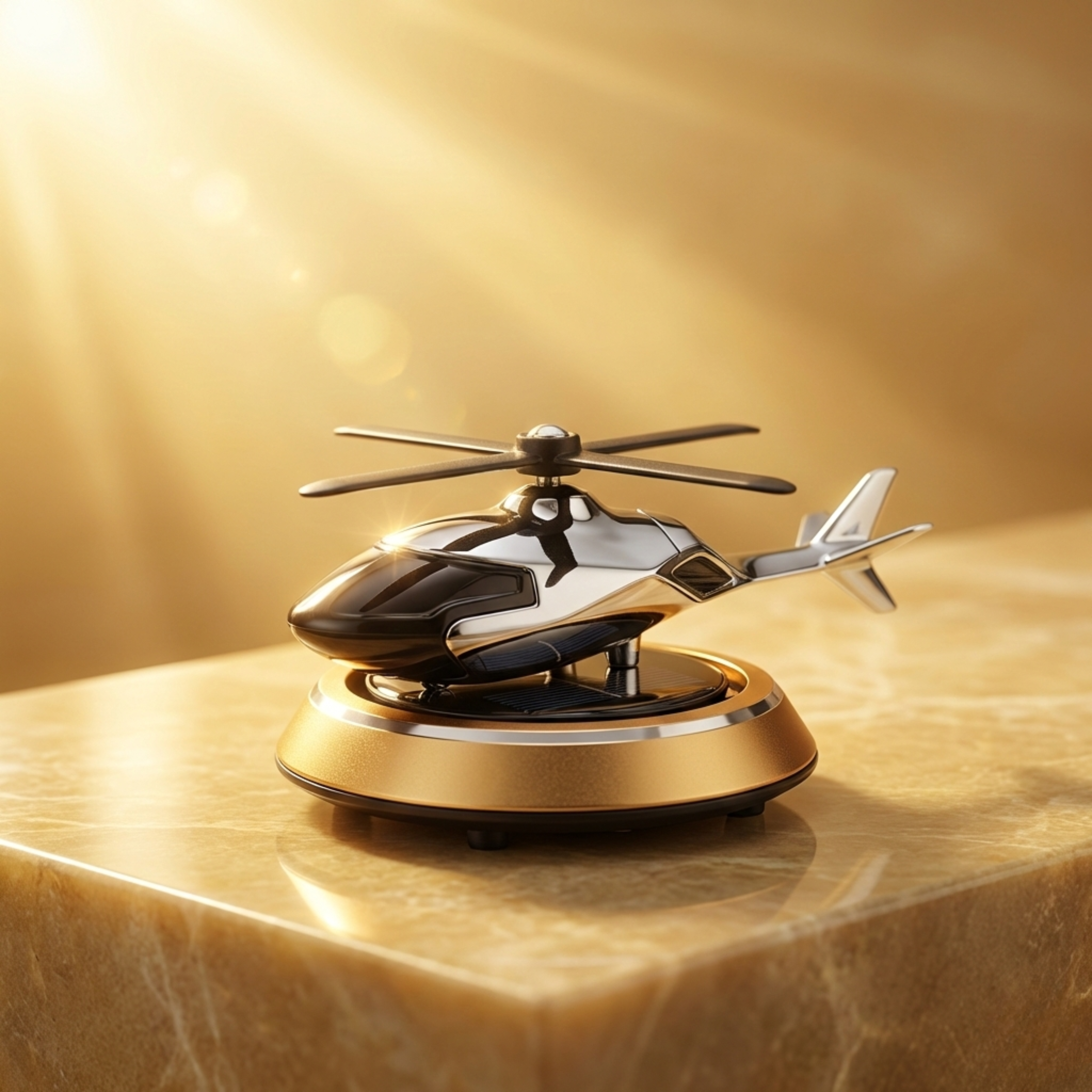 Solar Powered Rotating Helicopter Dashboard Showpiece – Automatic Moving Car Decor