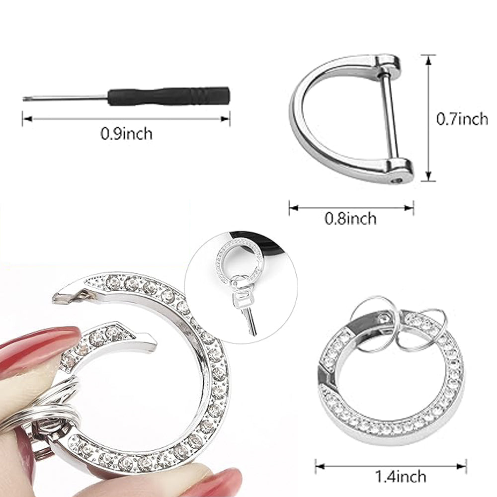 Fashion Luxury Keychain Crystal O Ring Spring Keyfob Metal Connecting