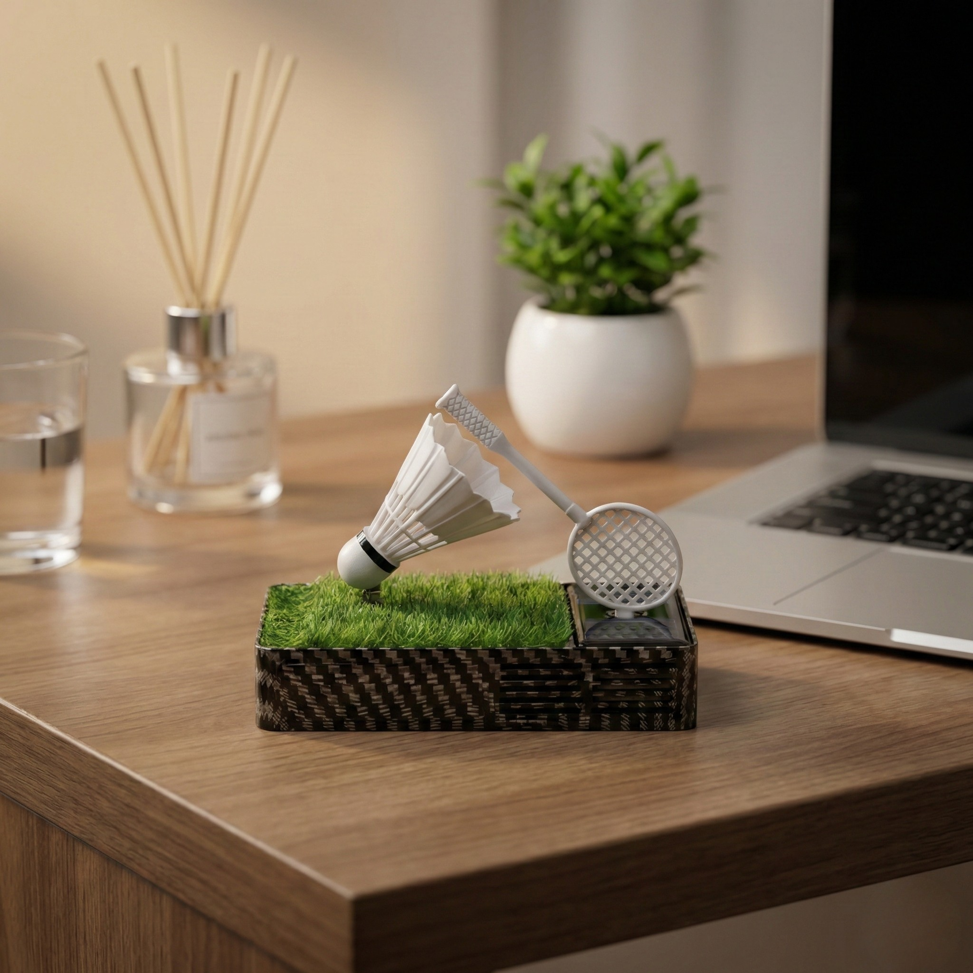 Acto Luxury Car Dashboard Badminton Air Freshener – Solar Rotating Sports Ornament