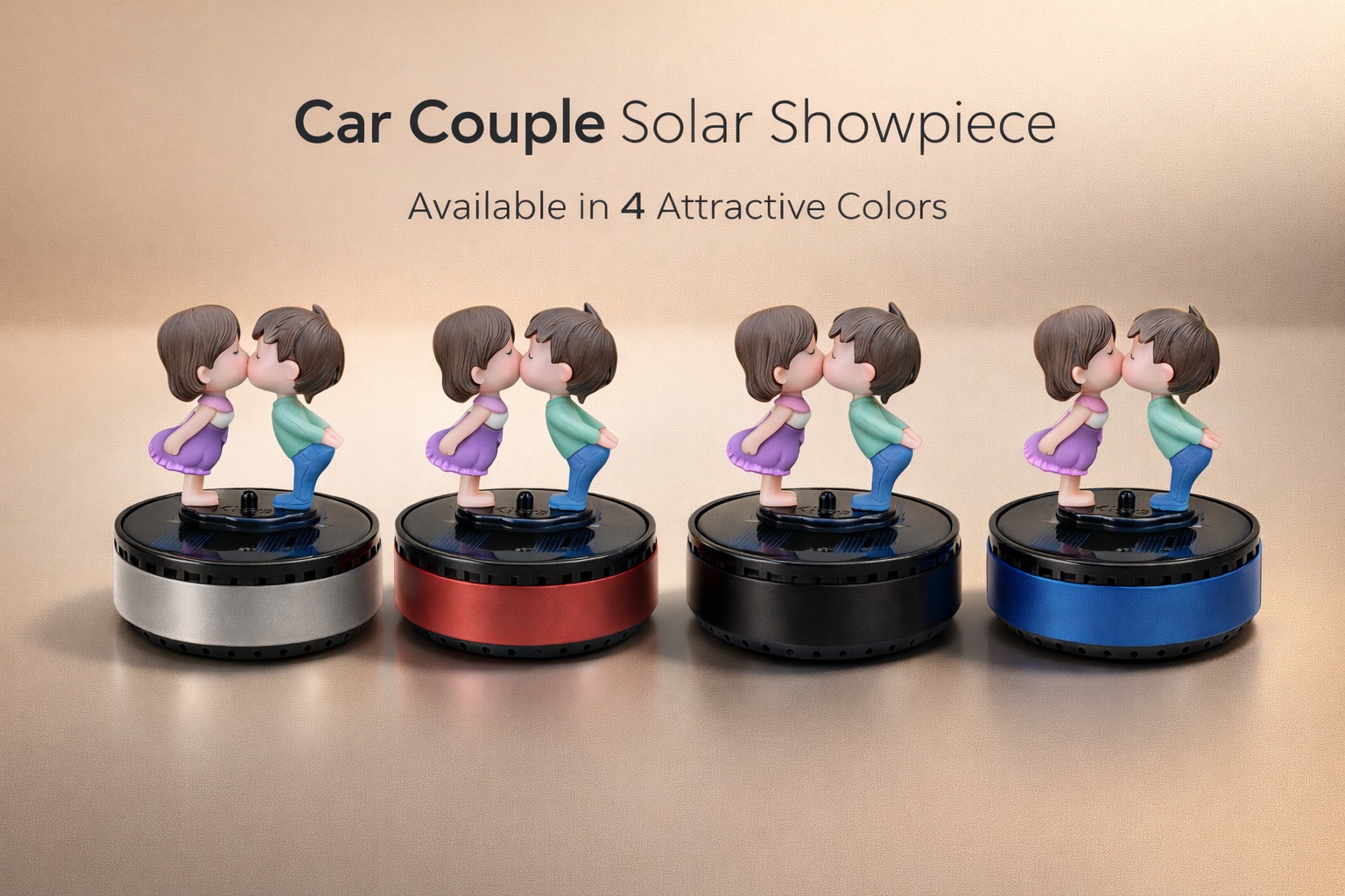 Acto Solar Powered Rotating Kissing KS01 Couple Showpiece with Aroma Diffuser Bottle – Romantic Dashboard & Home Decor