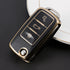 Acto TPU Gold Series Car Key Cover With Diamond Key Ring For Skoda Jetta