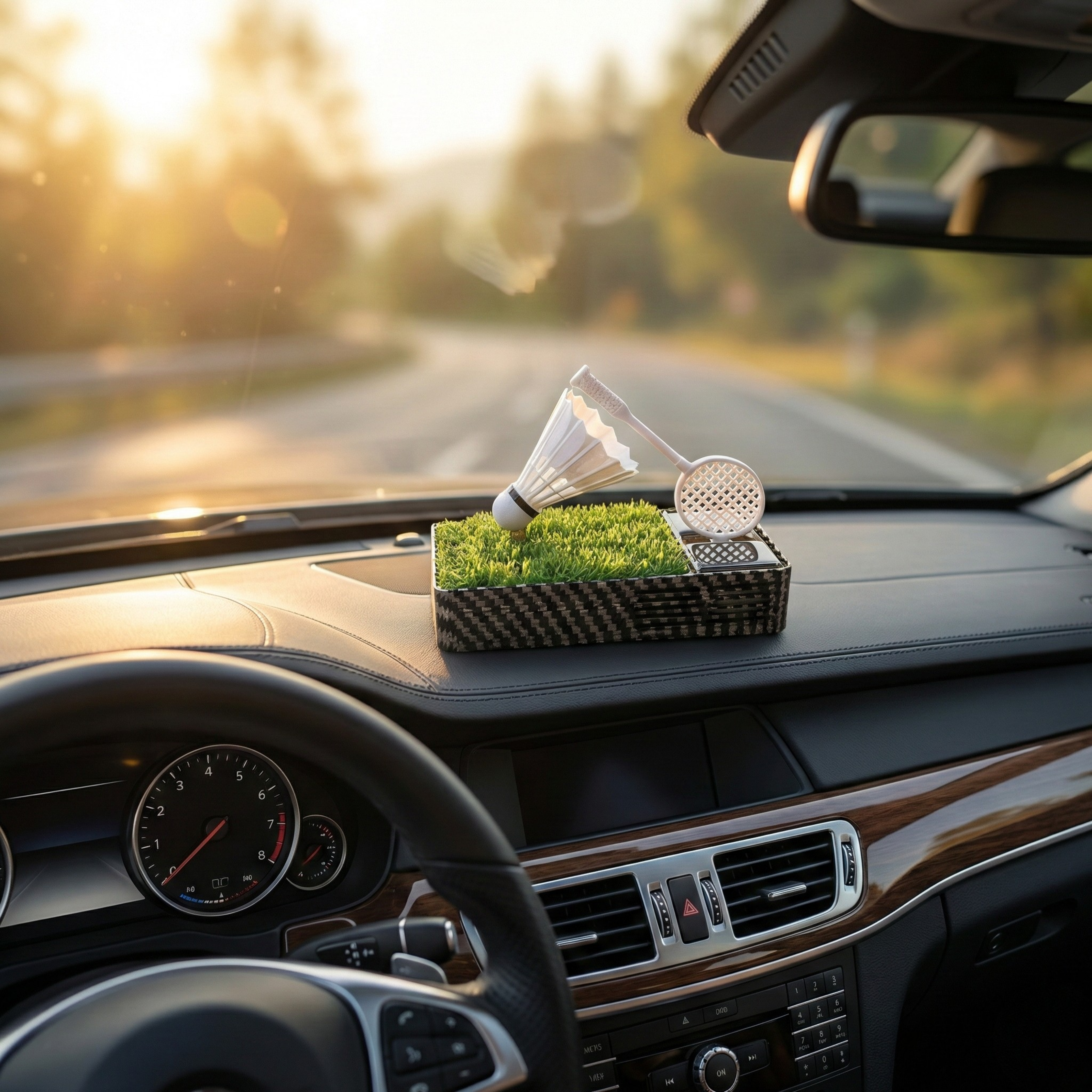 Acto Luxury Car Dashboard Badminton Air Freshener – Solar Rotating Sports Ornament