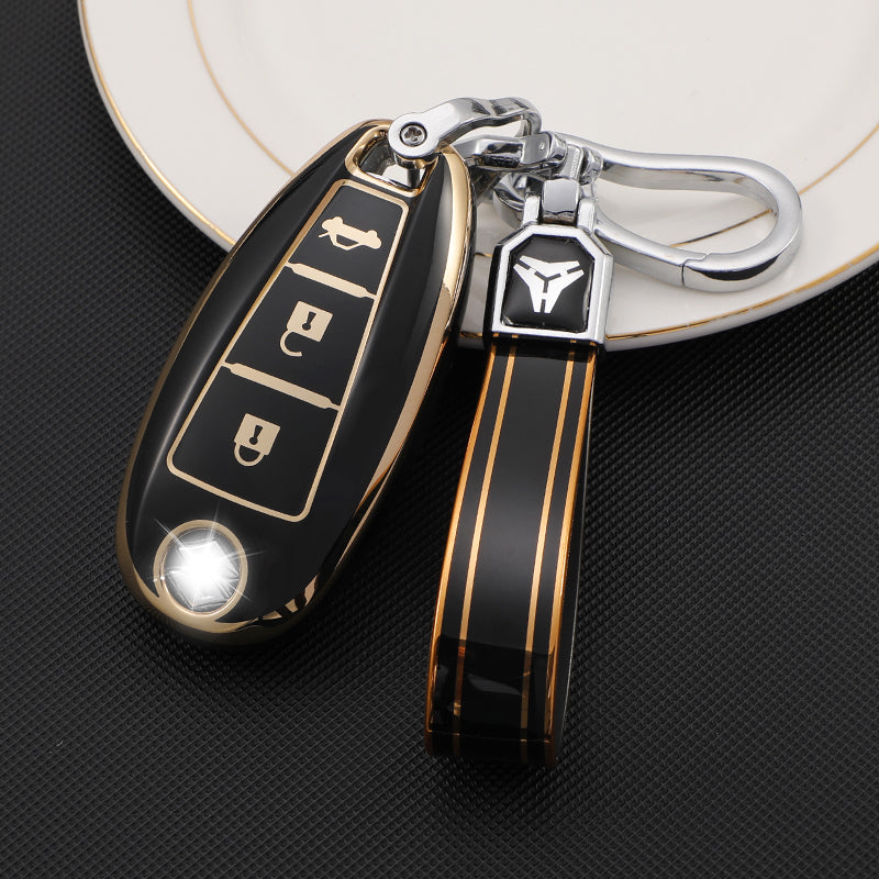 Acto TPU Gold Series Car Key Cover With TPU Gold Key Chain For Suzuki Baleno