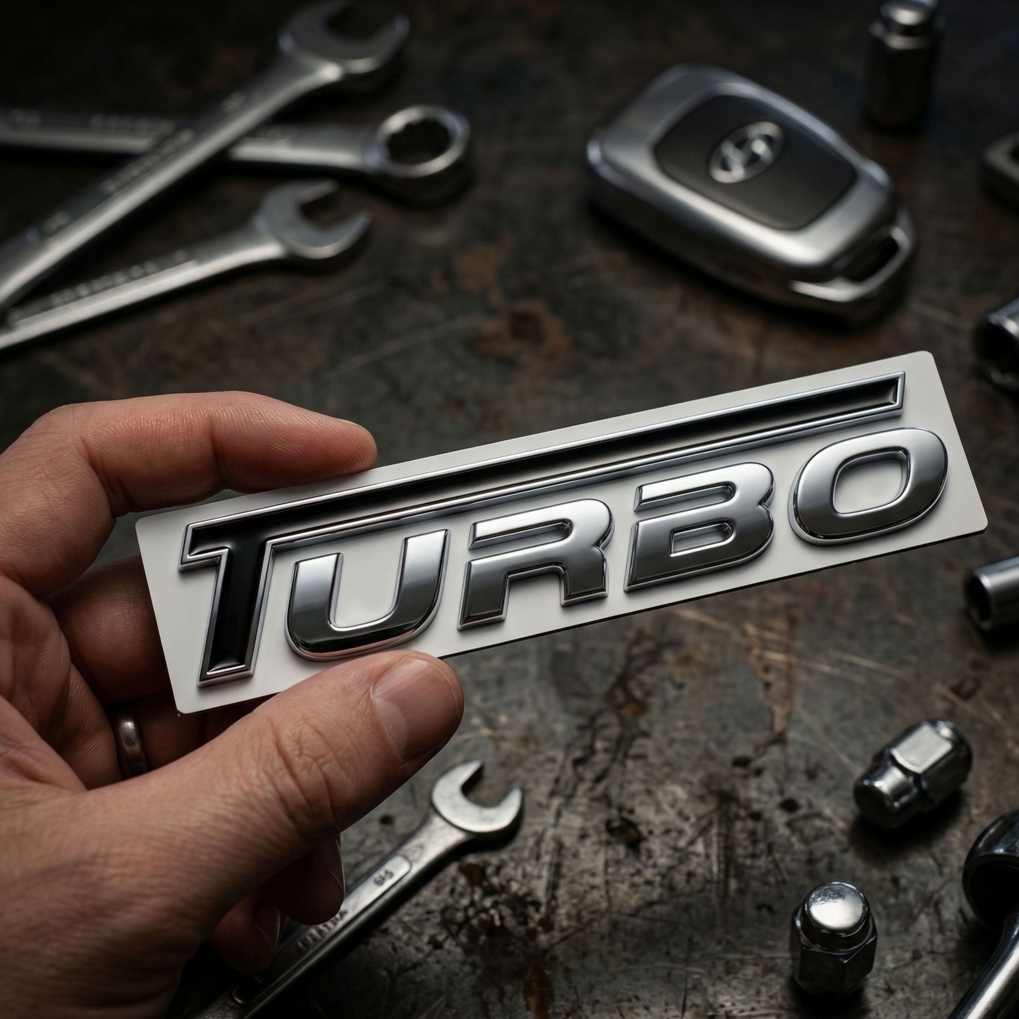 Carsonify 3D Metal TURBO Car Badge Emblem Sticker | Premium Aluminum Alloy Chrome TURBO Logo Decal | Self-Adhesive Metallic Badge for Car, Bike & SUV Exterior | Stylish Auto Styling Accessory