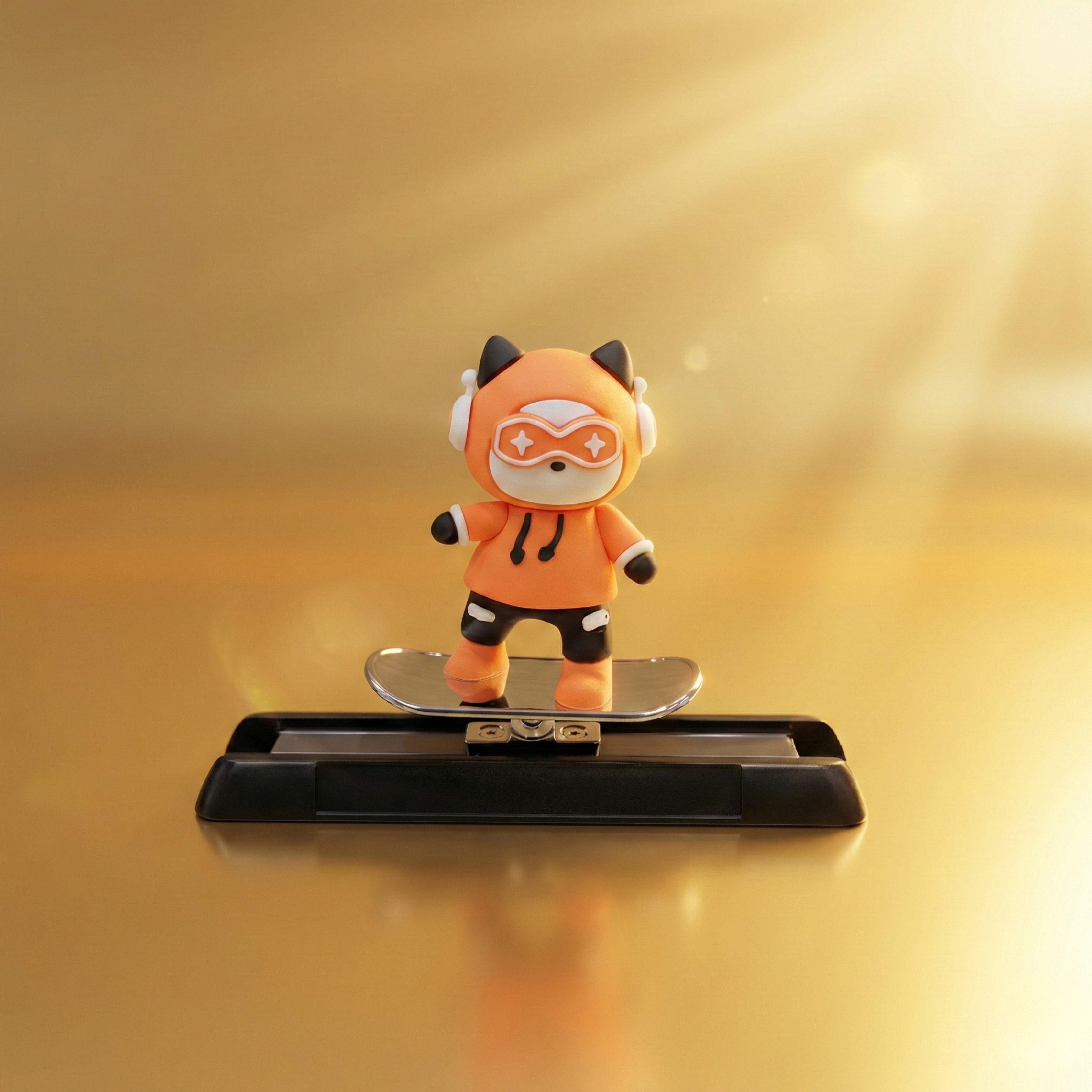 Acto Car Dashboard Unique Sliding Bunny Car Interior Accessory – Cute Skateboarding Dashboard Decor with Temporary Parking Card Number Plate