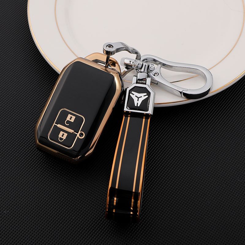 Acto TPU Gold Series Car Key Cover With TPU Gold Key Chain For Suzuki New Swift