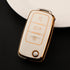 Acto TPU Gold Series Car Key Cover With TPU Gold Key Chain For Skoda Fabia