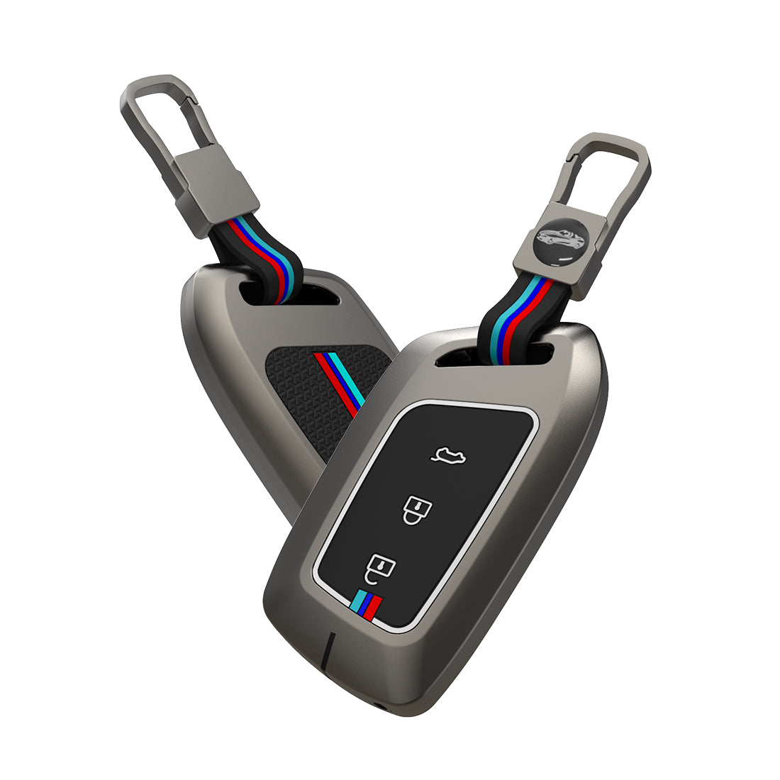 Acto Metal Sapphire Key Cover and Key chain Compatible with MG Windsor EV I Astor I Hector I Comet EV I Hector plus I Gloster I ZS EV I ZS Pack of 1 Set (Glow in the Night)