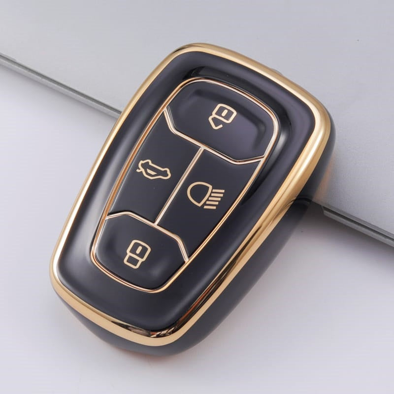 Acto TPU Gold Series Car Key Cover With TPU Gold Key Chain For TATA Nexon