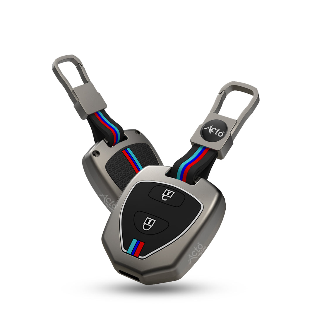 Acto Metal Sapphire Key Cover and Key chain Compatible with Toyota Camry, Corolla, Fortuner, Innova Pack of 1 Set (Glow in the Night)