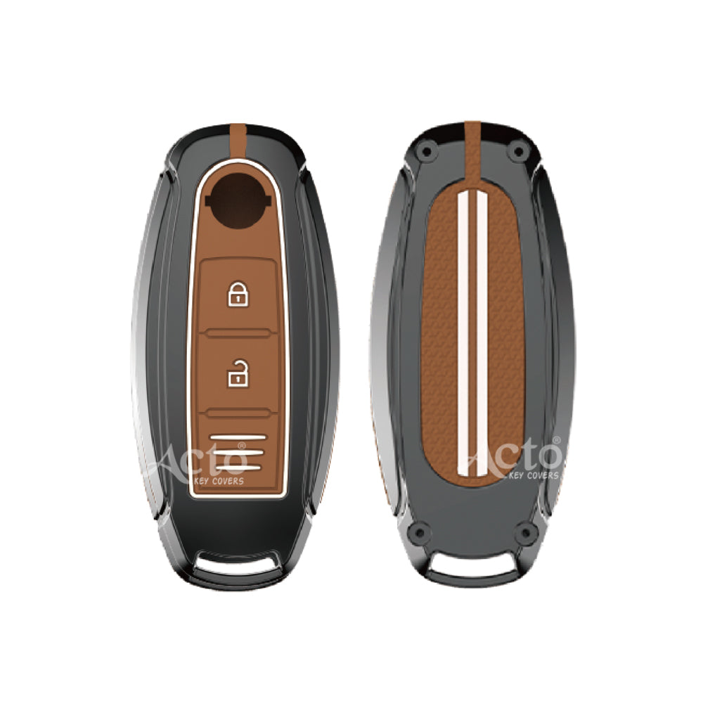 Acto Metal Sapphire Key Cover and Key chain Compatible with Toyota Corolla Altis and Innova Crysta Pack of 1 Set (Glow in the Night)