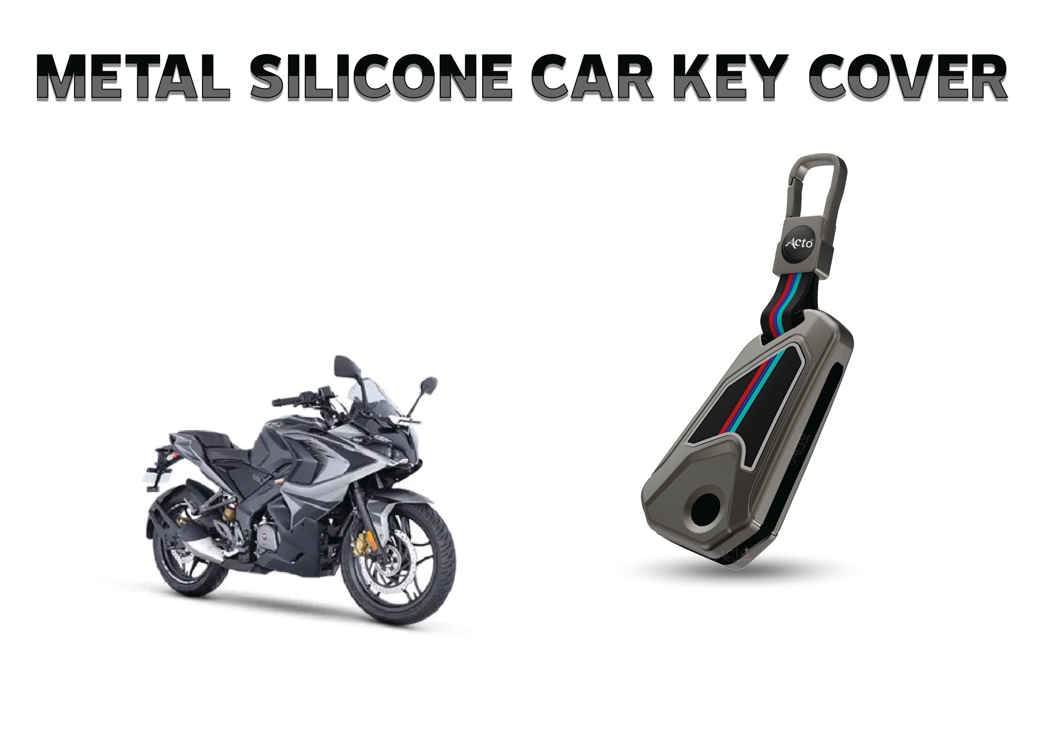 Acto Car Key Cover Metal Silicone Compatible with Bike