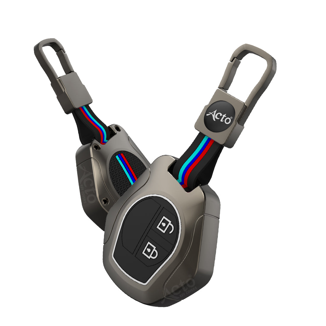 Acto METAL SILICONE CAR KEY COVER AND KEY CHAIN COMPITABLE WITH MARUTI SUZUKI ALTO 2 BUTTON