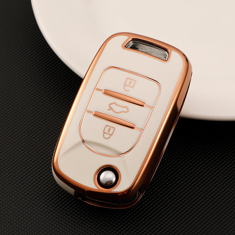 Acto TPU Gold Series Car Key Cover With TPU Gold Key Chain For MG Gloster