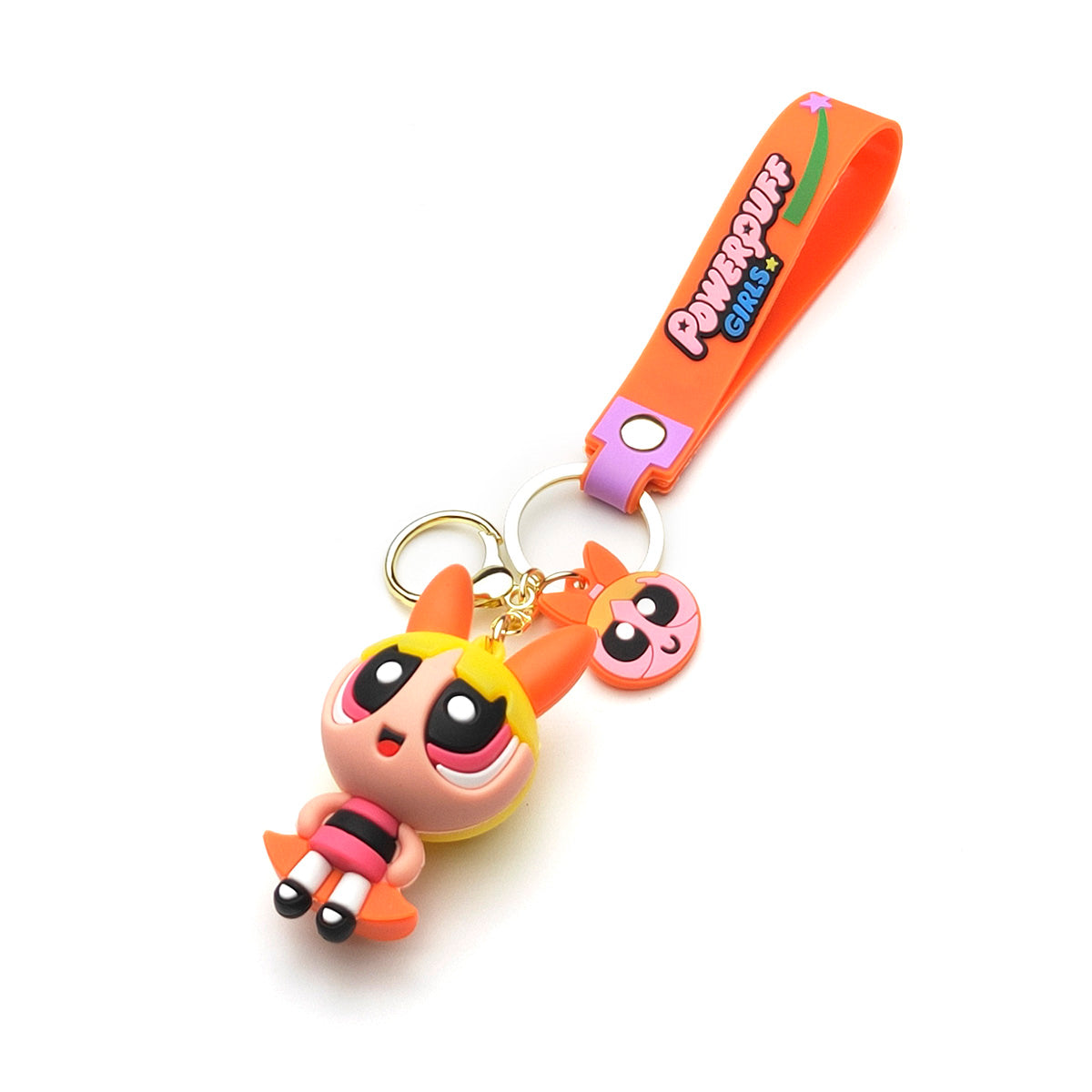 3D PVC Cartoon Keychain Powerpuff Girls Bubbles