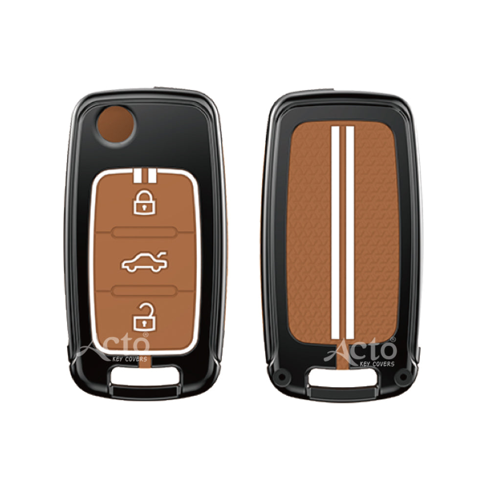 Acto Metal Sapphire Key Cover and Key chain Volkswagen & Škoda Ameo, Jetta, Octavia, Rapid, Vento, Fabia, Laura, Polo, Superb & Yeti Compatible with  Pack of 1 Set (Glow in the Night)