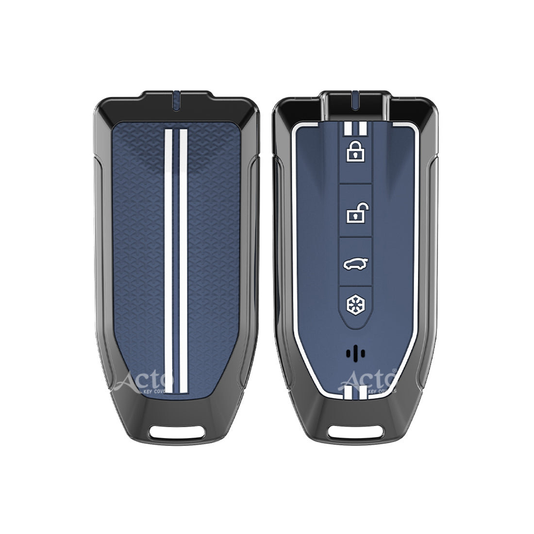 Acto Metal Sapphire Key Cover and Key chain Compatible with Mahindra BE-6,XEV9 4-Button Smart Key Pack of 1 (Glow in the Night)