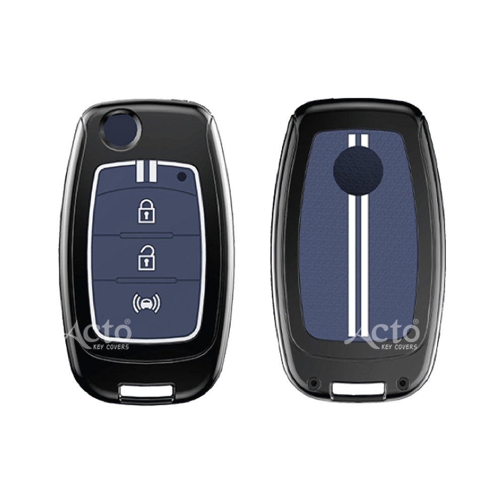 Acto Metal Sapphire Key Cover and Key Chain Compatible with Mahindra Xuv300 Pack of 1 Set (Glow in the Night)