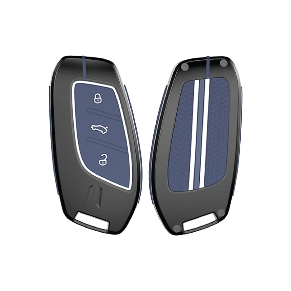 Acto Metal Sapphire Key Cover and Key chain Compatible with MG Astor I Hector I Comet EV I Hector plus I Gloster I ZS EV I ZS Pack of 1 Set (Glow in the Night)
