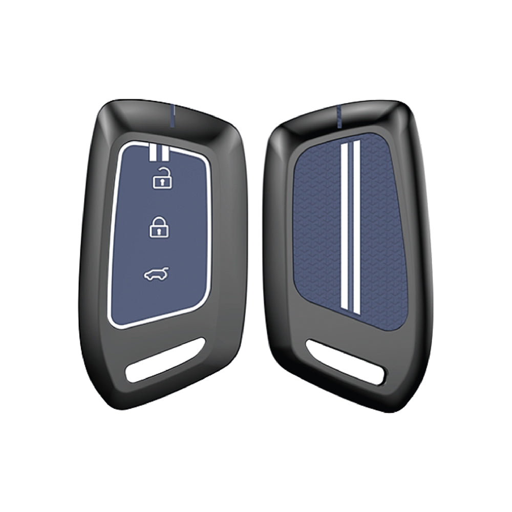 Acto Metal Sapphire Key Cover and Key chain Compatible with MG Windsor EV I Astor I Hector I Comet EV I Hector plus I Gloster I ZS EV I ZS Pack of 1 Set (Glow in the Night)