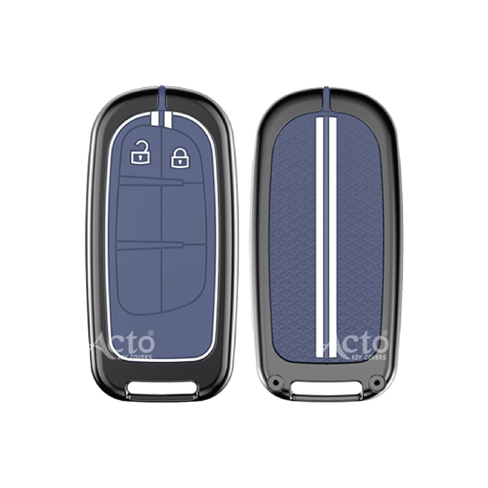 Acto Metal Sapphire Key Cover and Key chain Jeep Compass & Compass Trailhawk Compatible with  Pack of 1 Set (Glow in the Night)