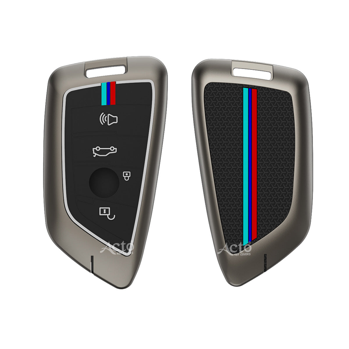 Acto Metal Sapphire Key Cover & Key Chain Compatible with BMW 3 Series, 5 Series, 7 Series, GT Series, M Series & X Series | Premium Metal Smart Key Case | Glow in the Night | 360° Protection | Pack of 1 Set