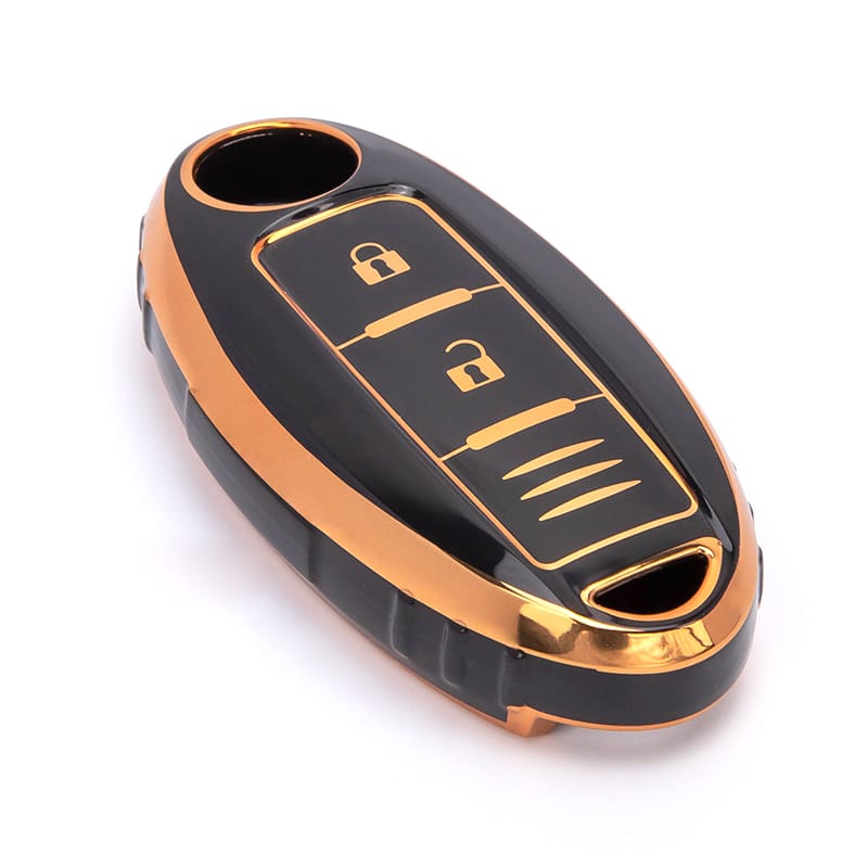 Acto TPU Gold Series Car Key Cover With Diamond Key Ring For Nissan Magnite 2020+