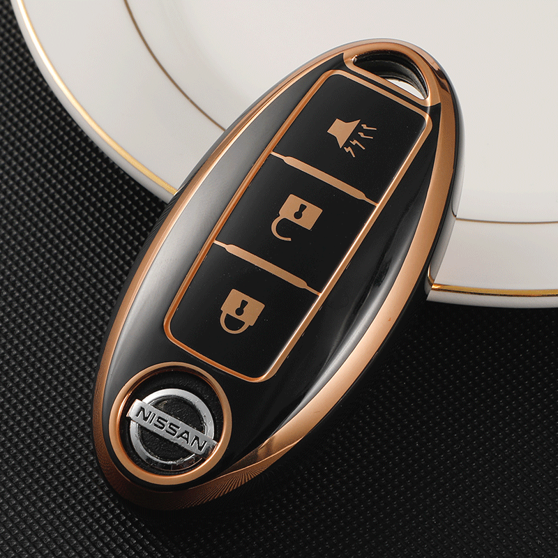 Acto TPU Gold Series Car Key Cover With TPU Gold Key Chain For Nissan Magnite 2020+