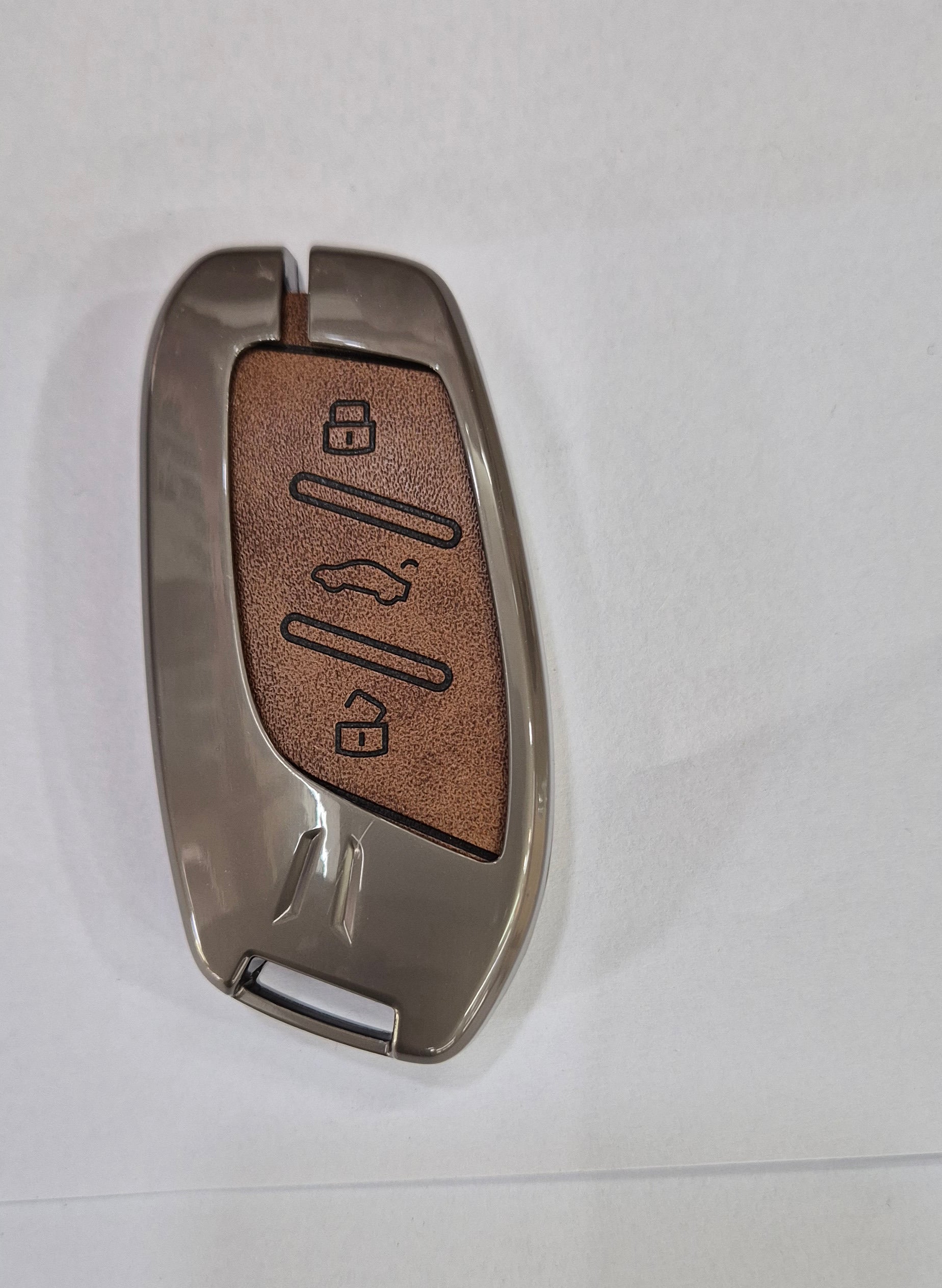 ACTO Metal Leather Car key cover with key chain Compatible With MG