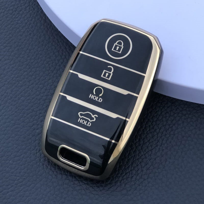 Acto TPU Gold Series Car Key Cover With TPU Gold Key Chain For Kia Seltos 2020+