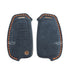 ACTO Alcantra Key Cover and Key Chain in Dashing Blue Cover and Orange Sticking Design Compatible with Audi